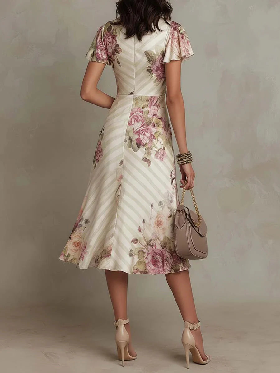 Alba™ | Vestido Midi Floral Cruzado — Elegancia femenina en cada detalle