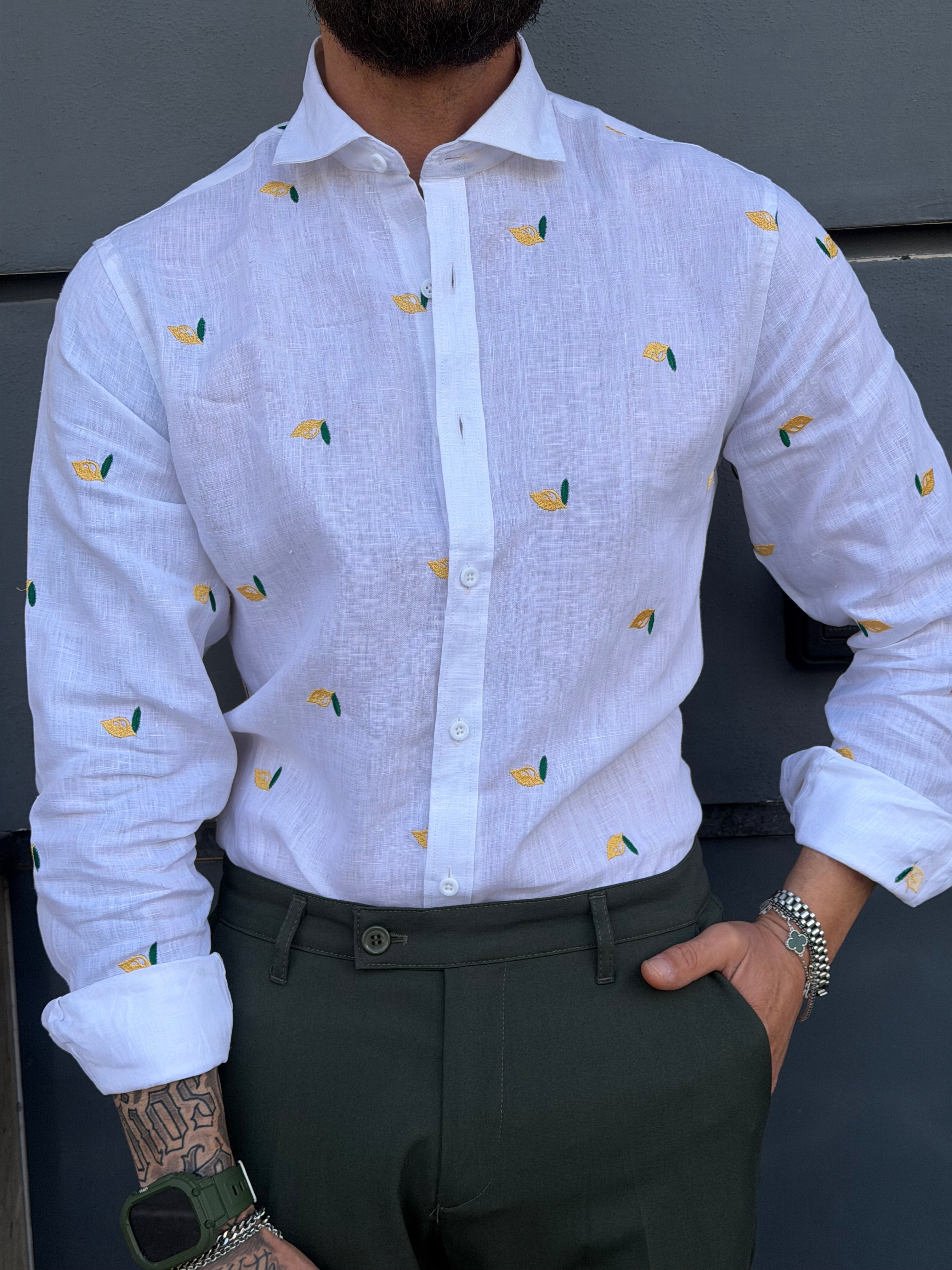 Mallorca | Camisa de lino con estampado de limones
