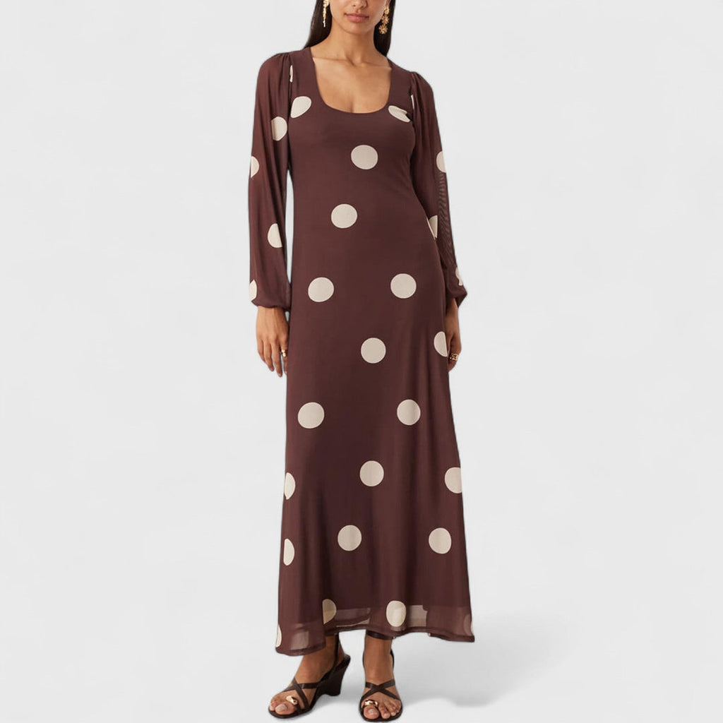 Vestido Maxi de Lunares — Elegancia retro con un toque moderno