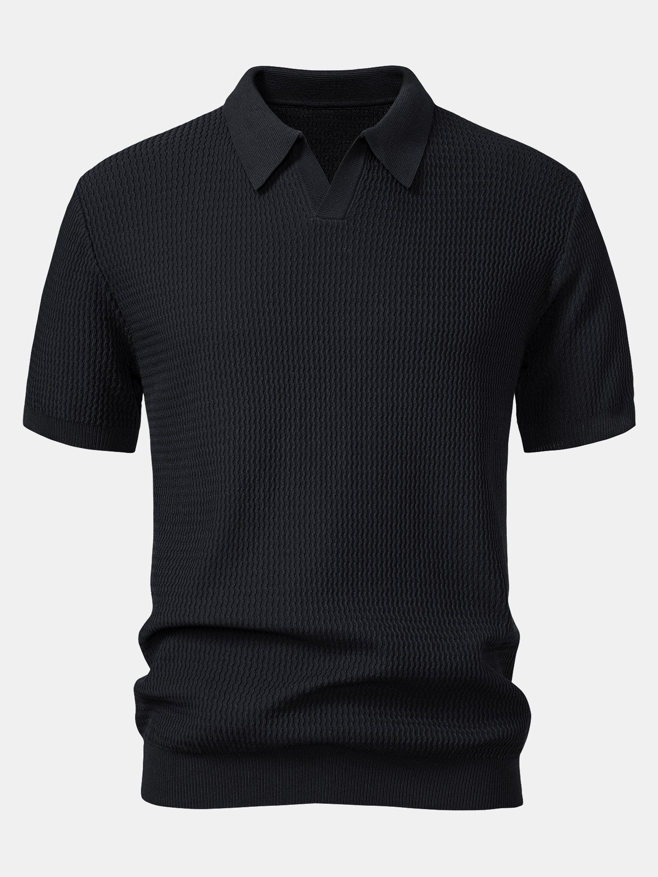 Conjunto Punto Jacquard Polo V y Pantalón Recto Acanalado