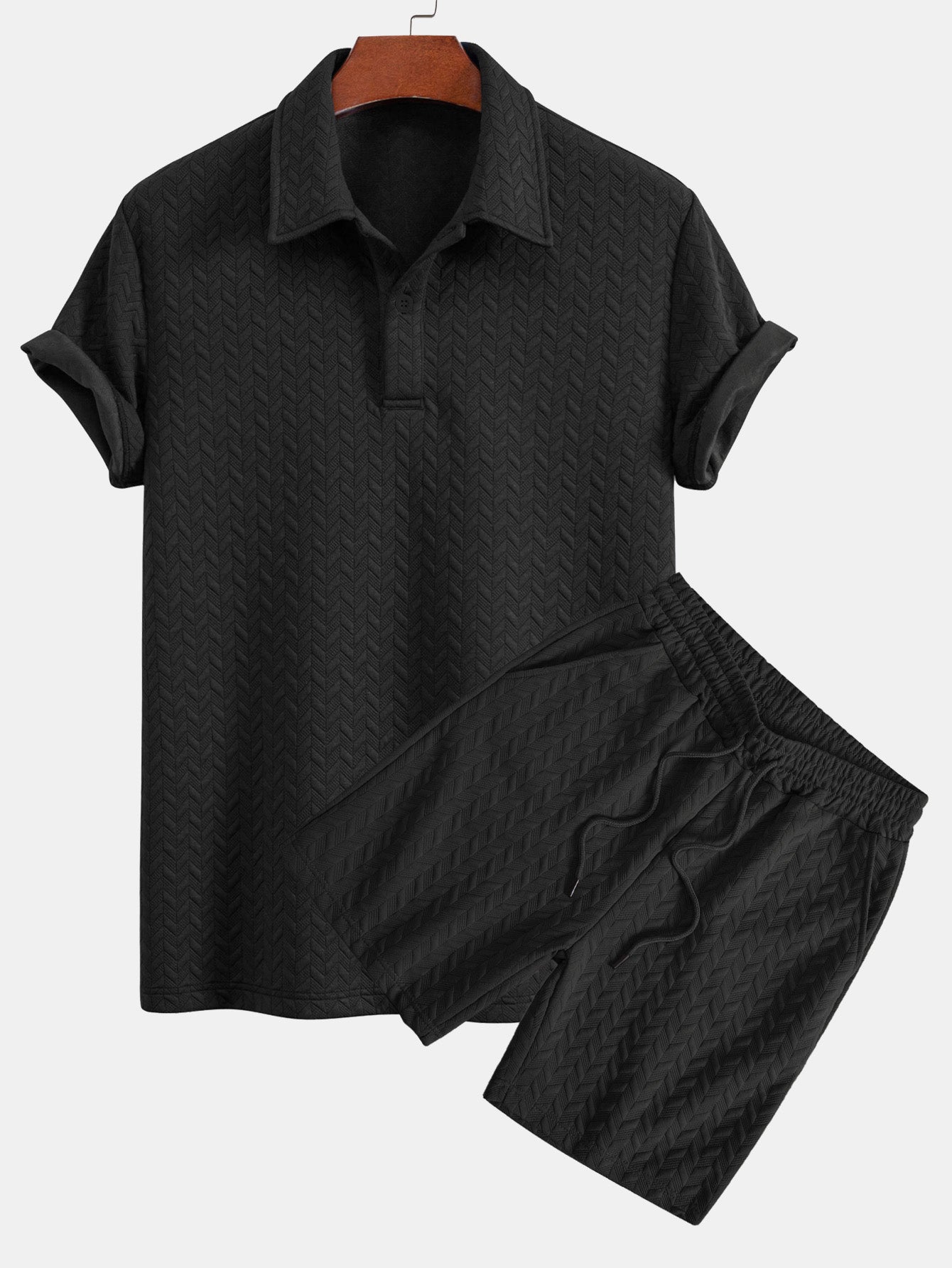 Conjunto Polo Y Pantalón Corto Jacquard Geométrico