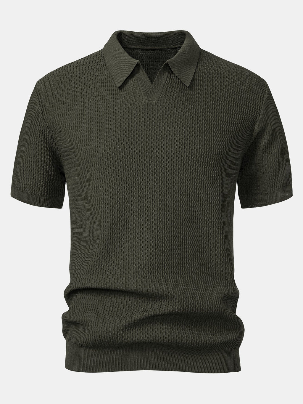 Conjunto Punto Jacquard Polo V y Pantalón Recto Acanalado