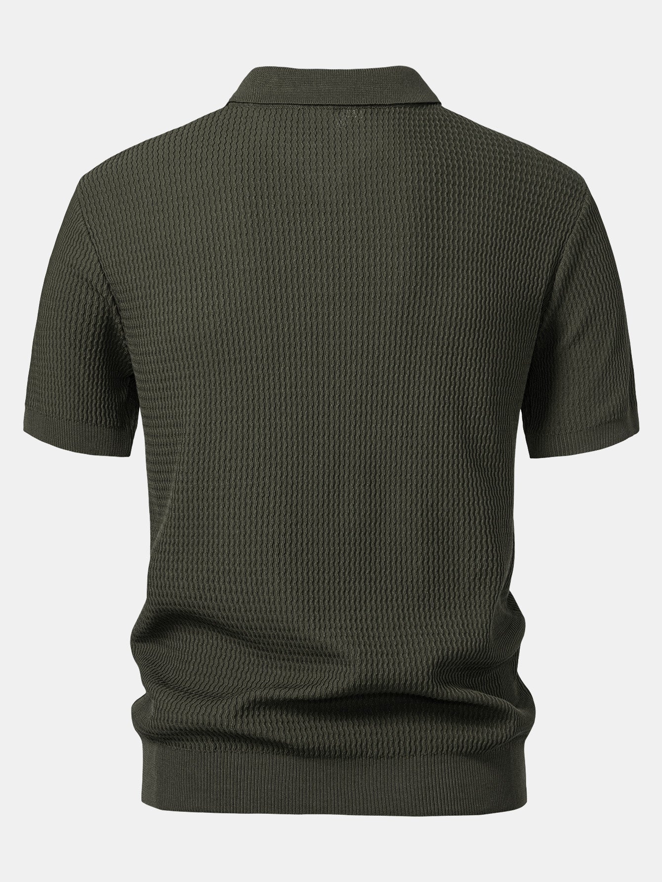Conjunto Punto Jacquard Polo V y Pantalón Recto Acanalado