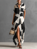 Daria™ · Vestido camisero maxi con estampado geométrico