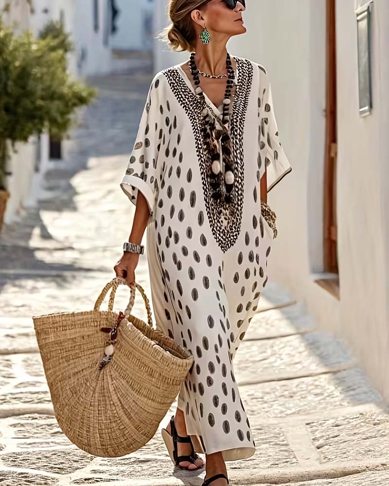 Vestido de Lunares con Escote en V -  Tu Esencial para el Verano