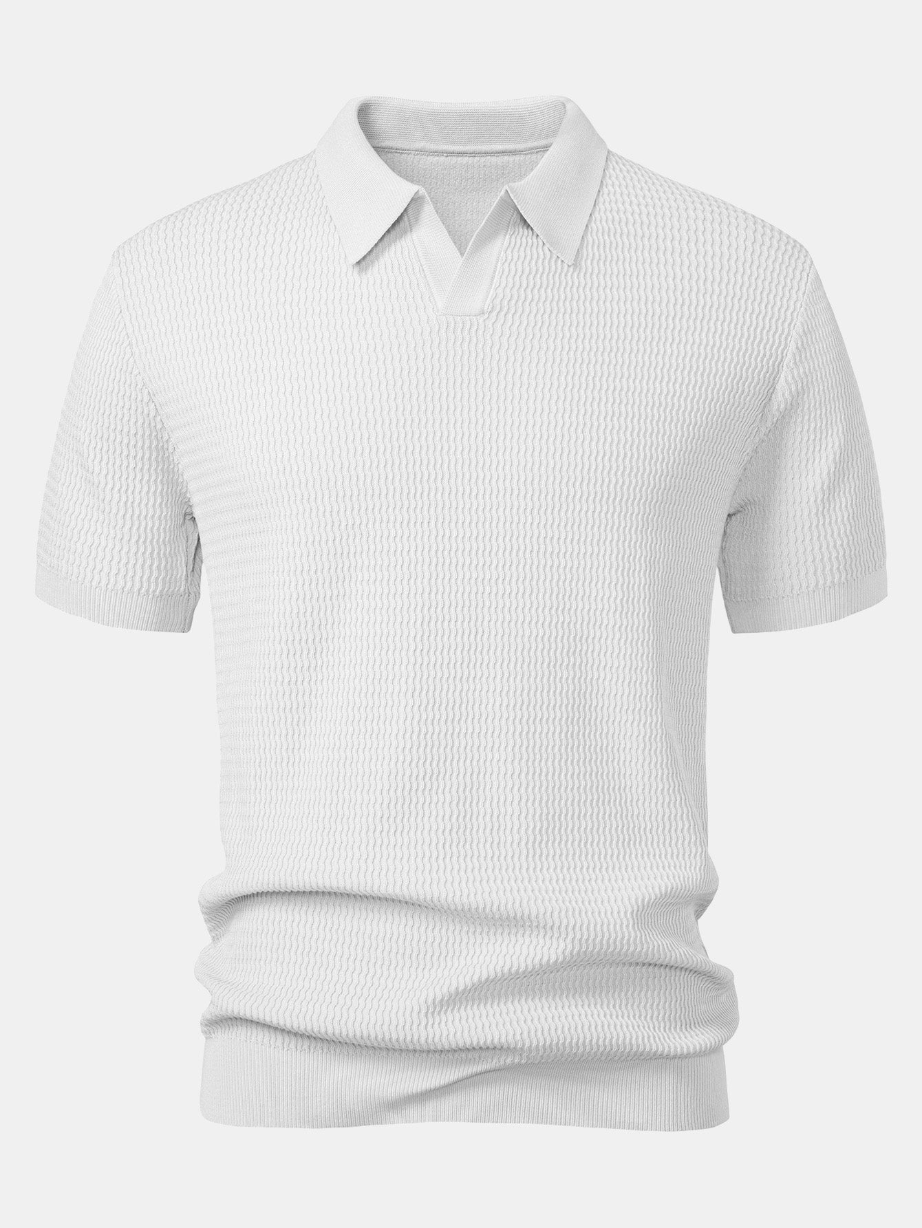 Conjunto Punto Jacquard Polo V y Pantalón Recto Acanalado