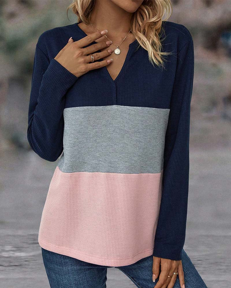Blusa Colorida con Cuello en V de Corte Suelto