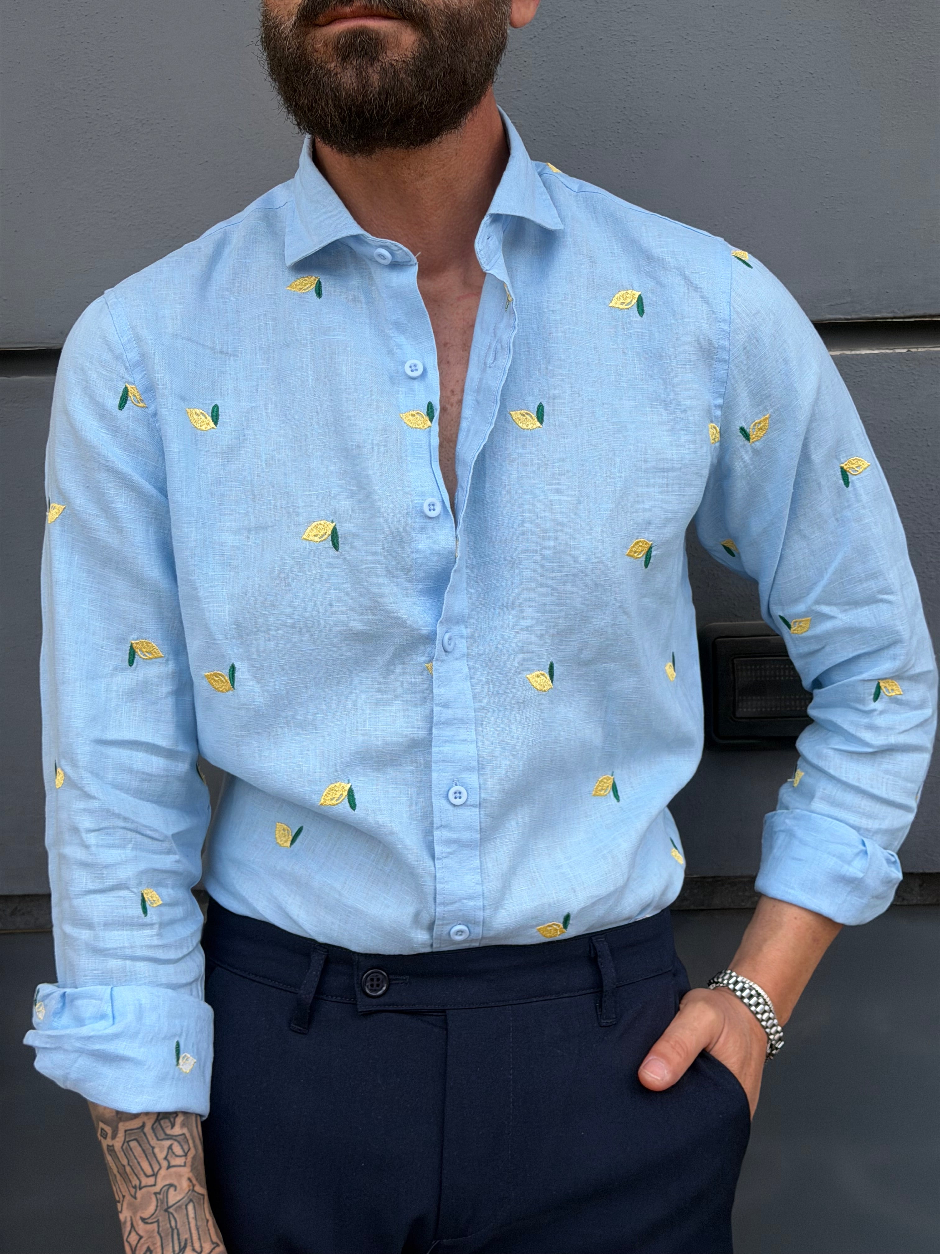 Mallorca | Camisa de lino con estampado de limones