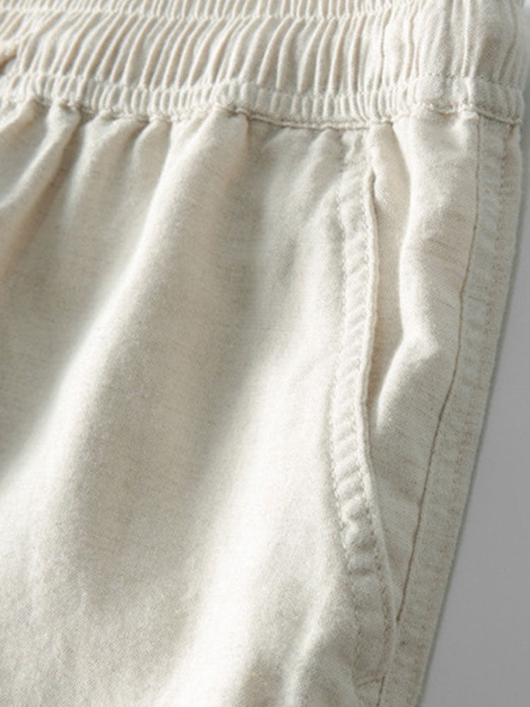 Conjunto Polo Crochet Rayas y Pantalón Recto de Lino