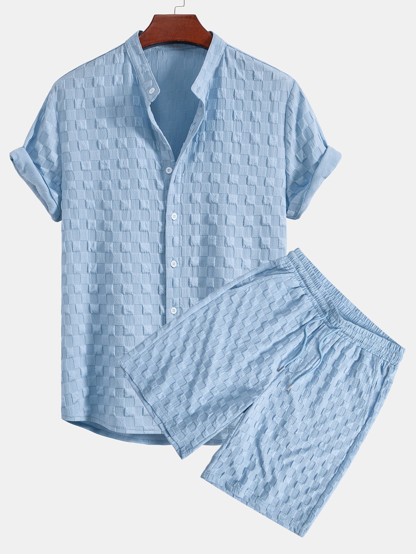 Conjunto Camisa y Pantalón Corto Cuadros Jacquard