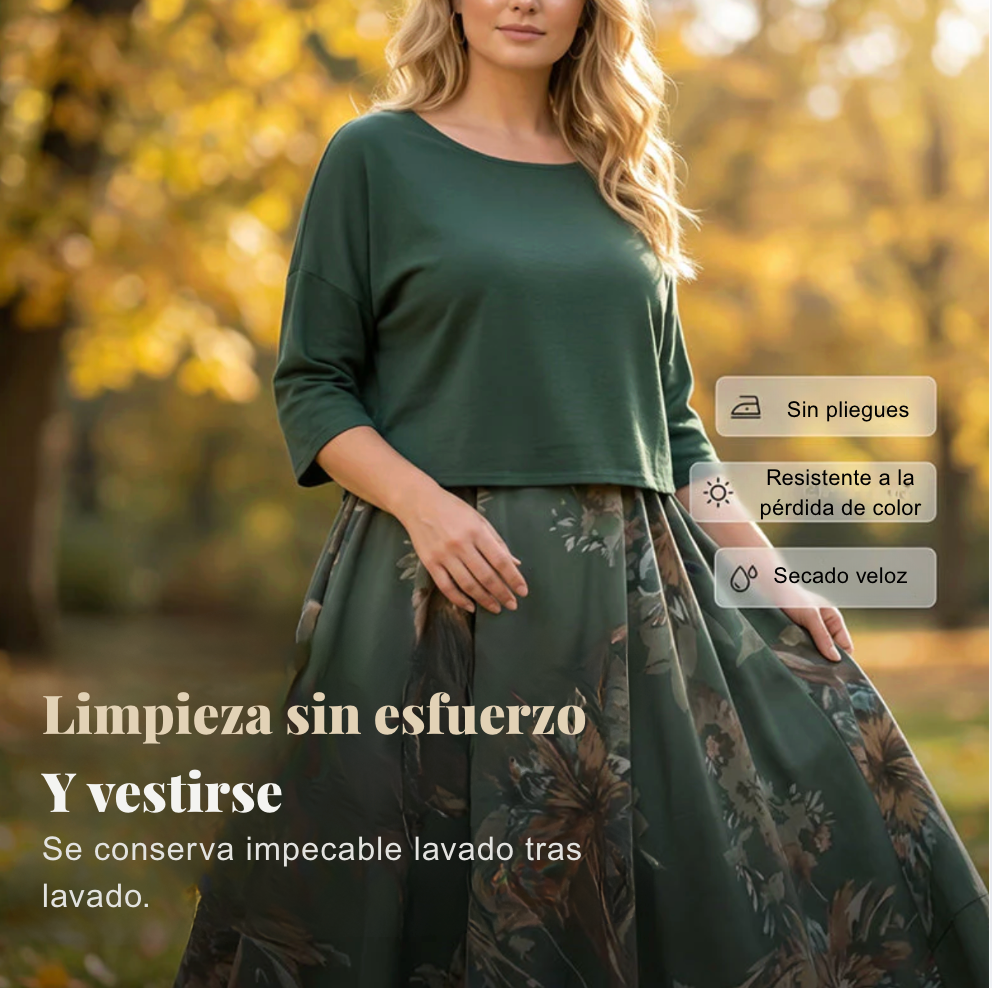 Conjunto Vintage de Dos Piezas — Elegancia que fluye contigo