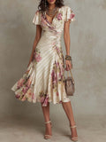 Alba™ | Vestido Midi Floral Cruzado — Elegancia femenina en cada detalle