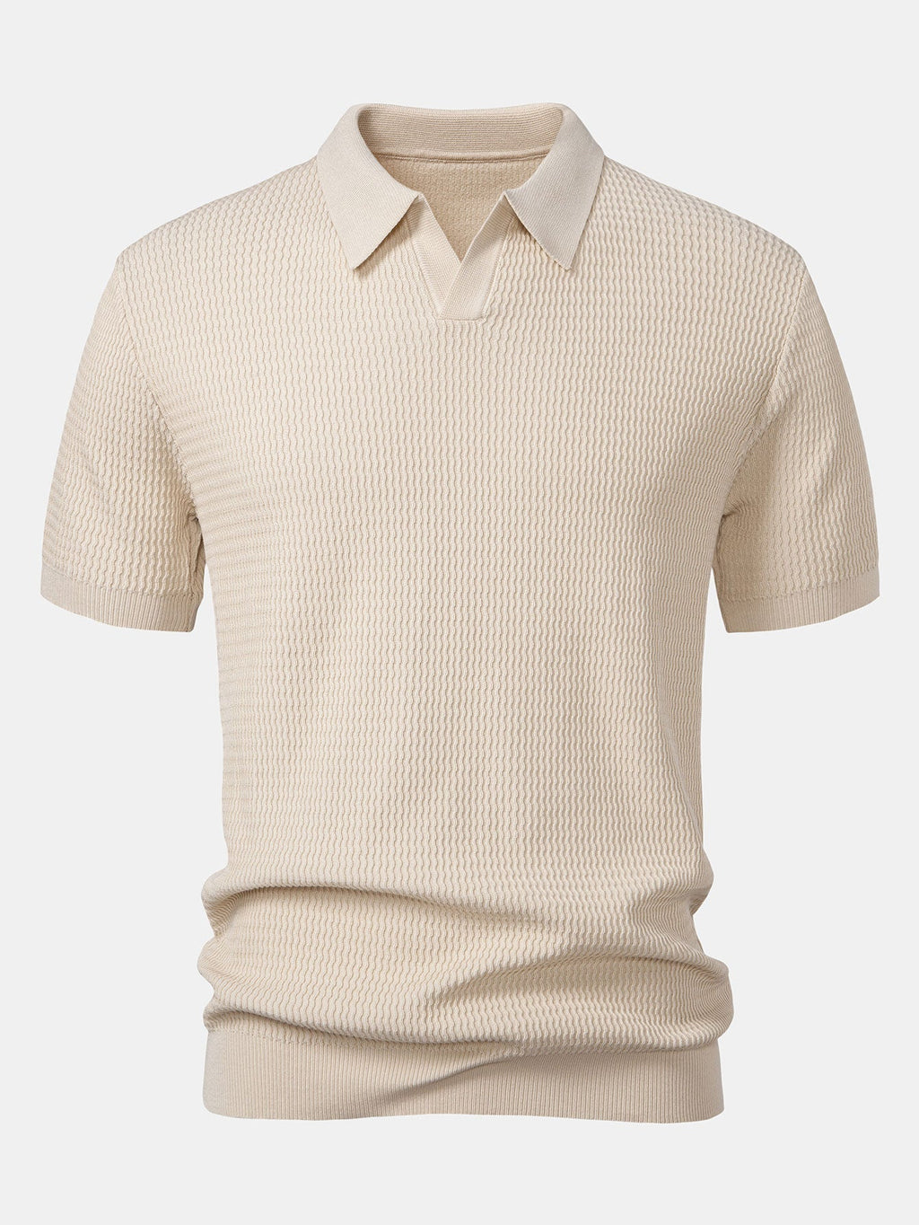 Conjunto Punto Jacquard Polo V y Pantalón Recto Acanalado
