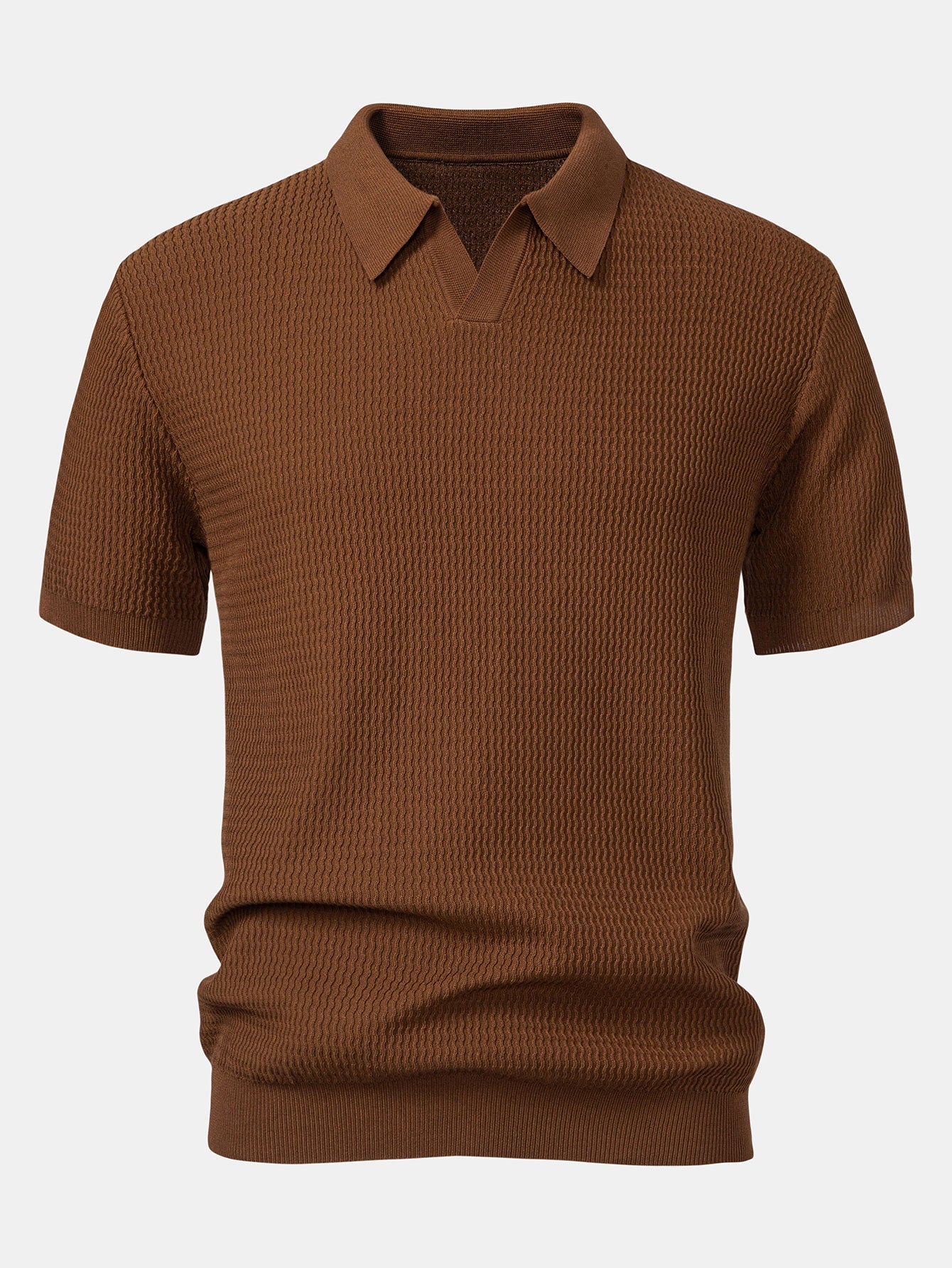 Conjunto Punto Jacquard Polo V y Pantalón Recto Acanalado