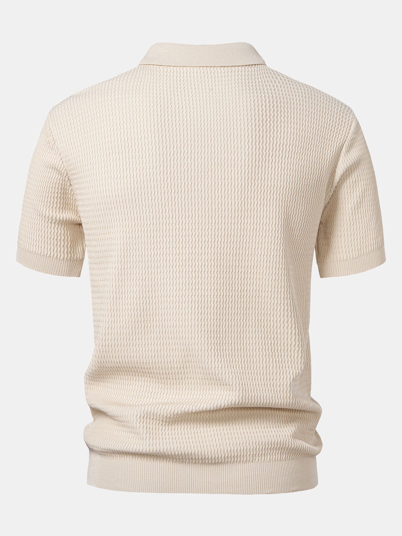Conjunto Punto Jacquard Polo V y Pantalón Recto Acanalado