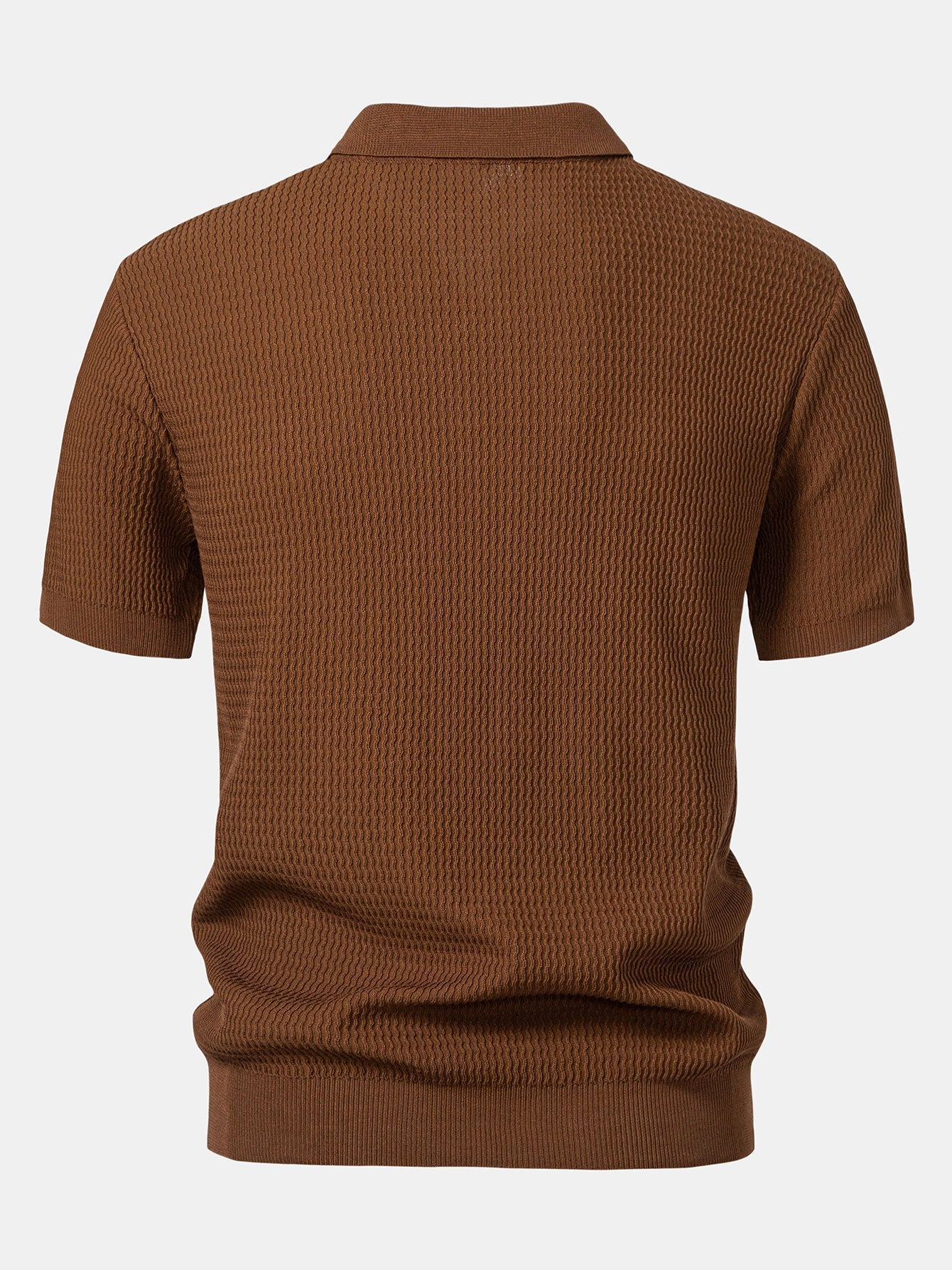 Conjunto Punto Jacquard Polo V y Pantalón Recto Acanalado