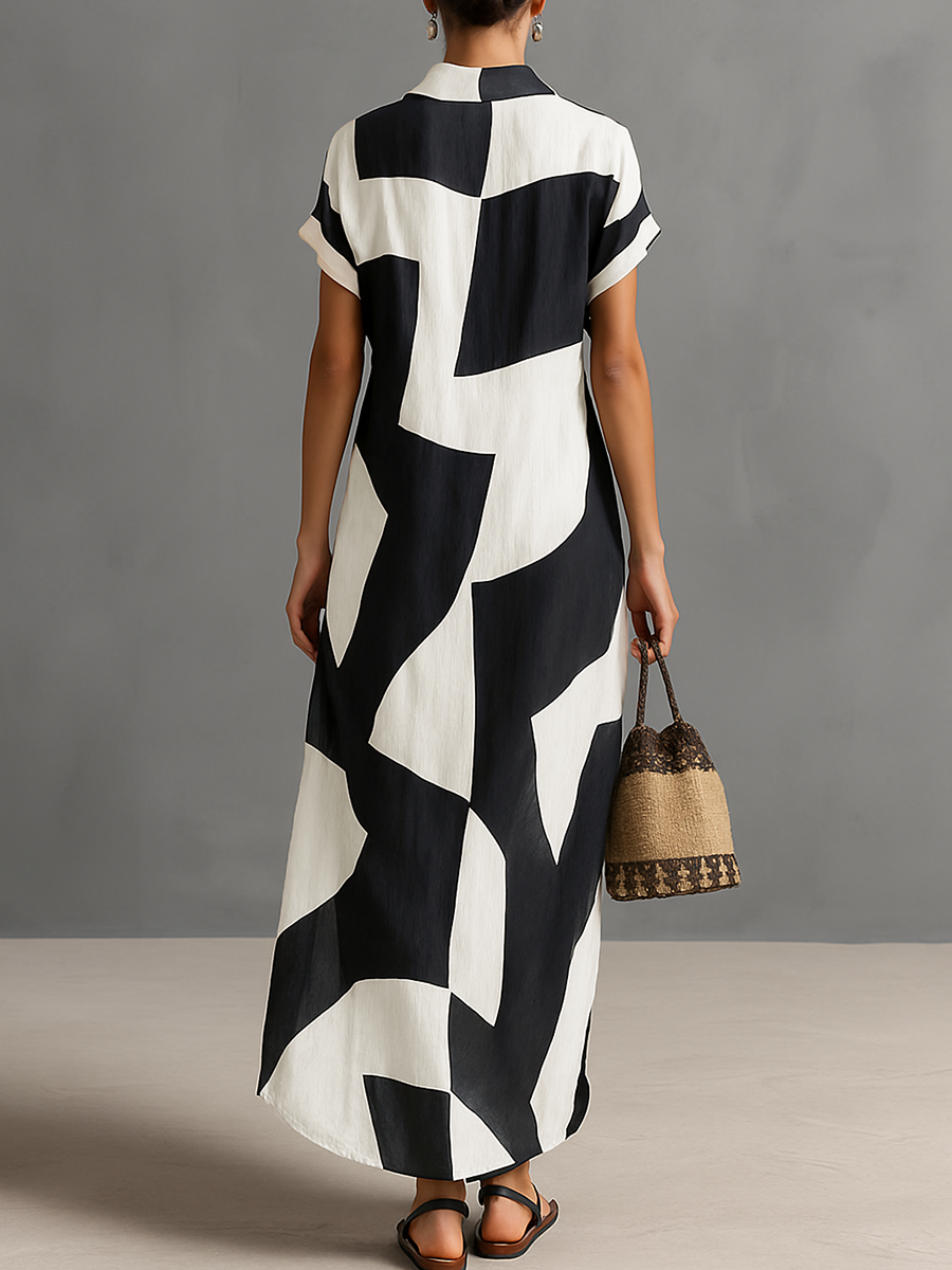 Daria™ · Vestido camisero maxi con estampado geométrico