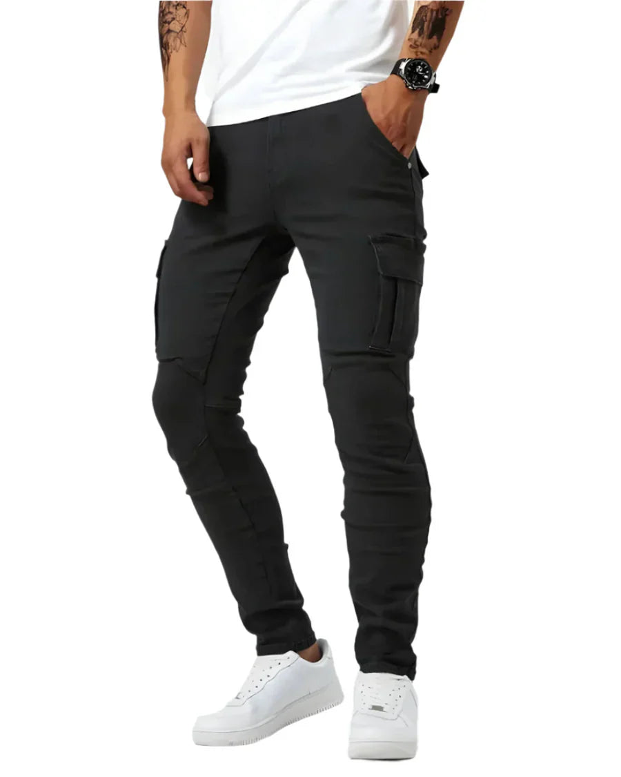 Dario | Pantalones cargo stretch de corte moderno