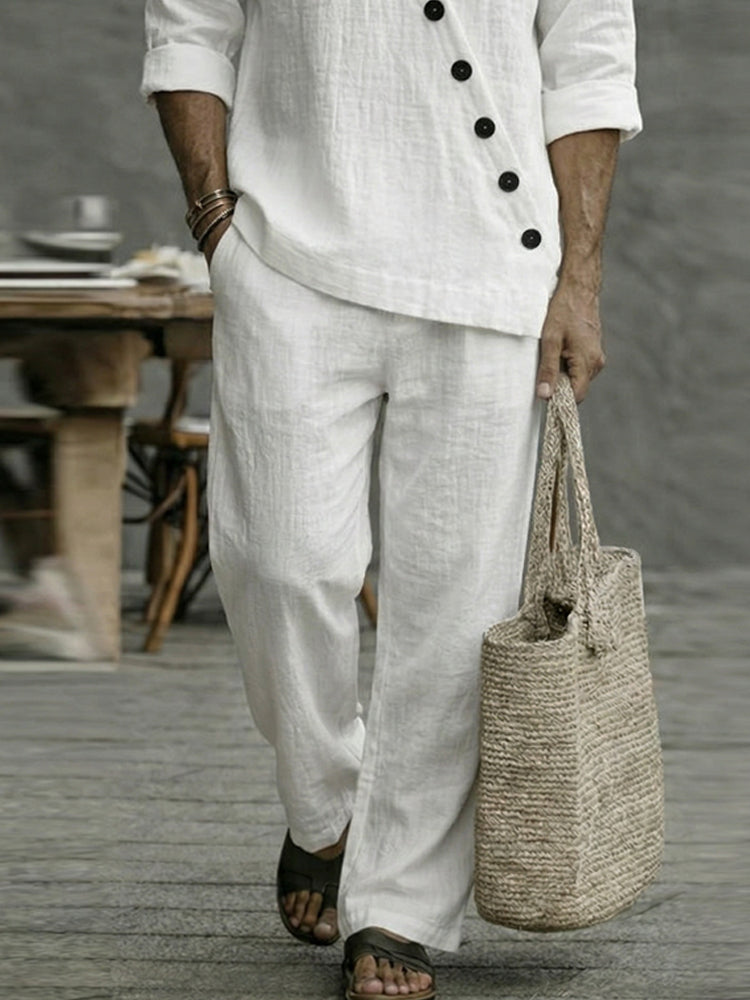Firenze™ | Conjunto algodón puro cuello solapa