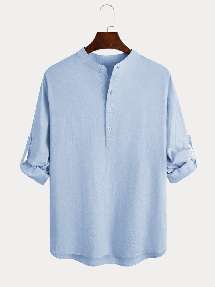 Auren™ | Camisa de lino y algodón cuello abierto