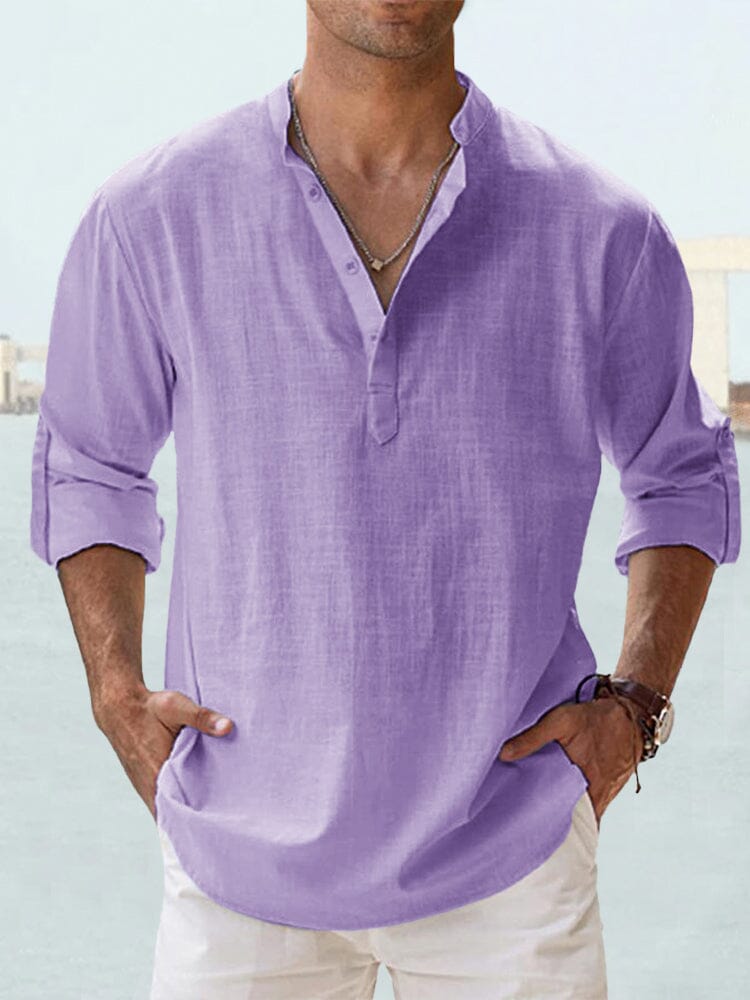Auren™ | Camisa de lino y algodón cuello abierto