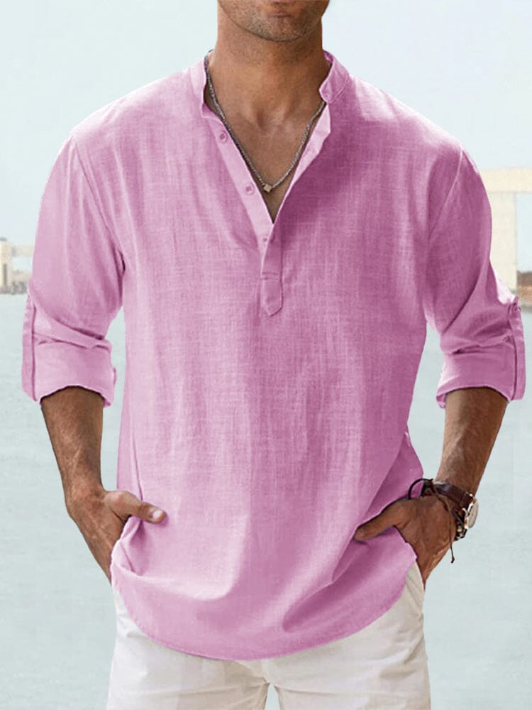 Auren™ | Camisa de lino y algodón cuello abierto