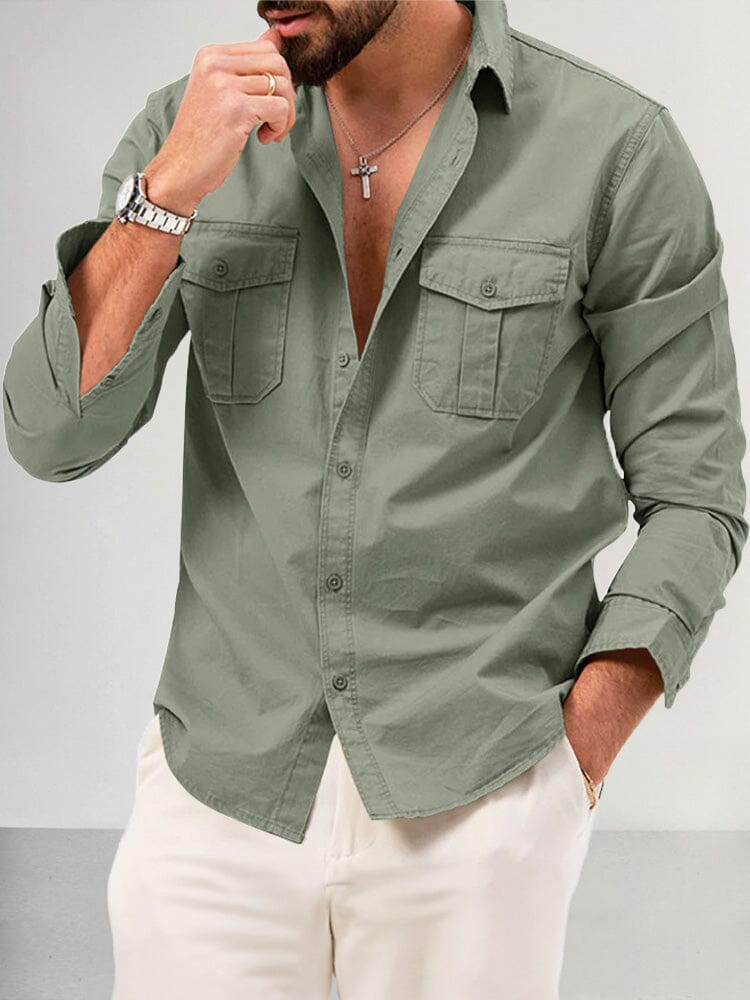 Giordano™ | Camisa casual estructurada con doble bolsillo