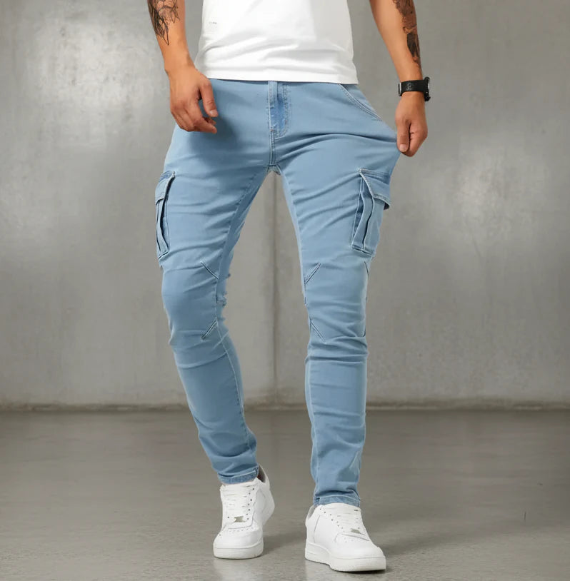 Dario | Pantalones cargo stretch de corte moderno