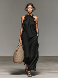 Brisa | Vestido maxi sin mangas con detalle de volantes