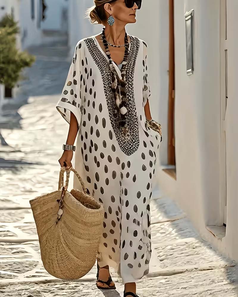 Vestido de Lunares con Escote en V -  Tu Esencial para el Verano