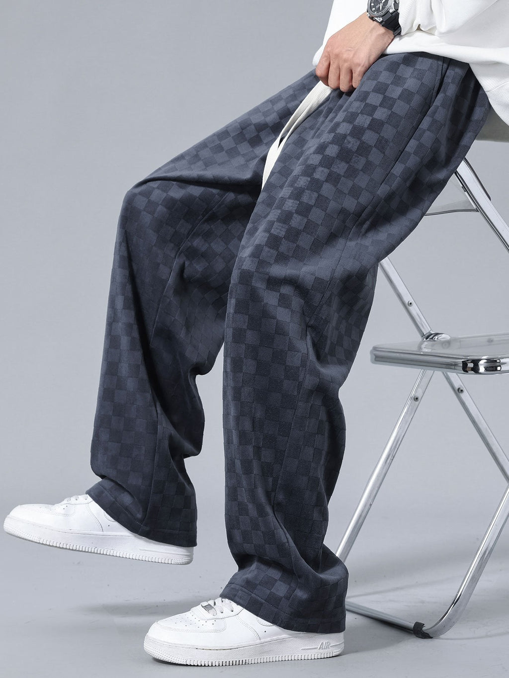 Pantalones Rectos de Cuadros