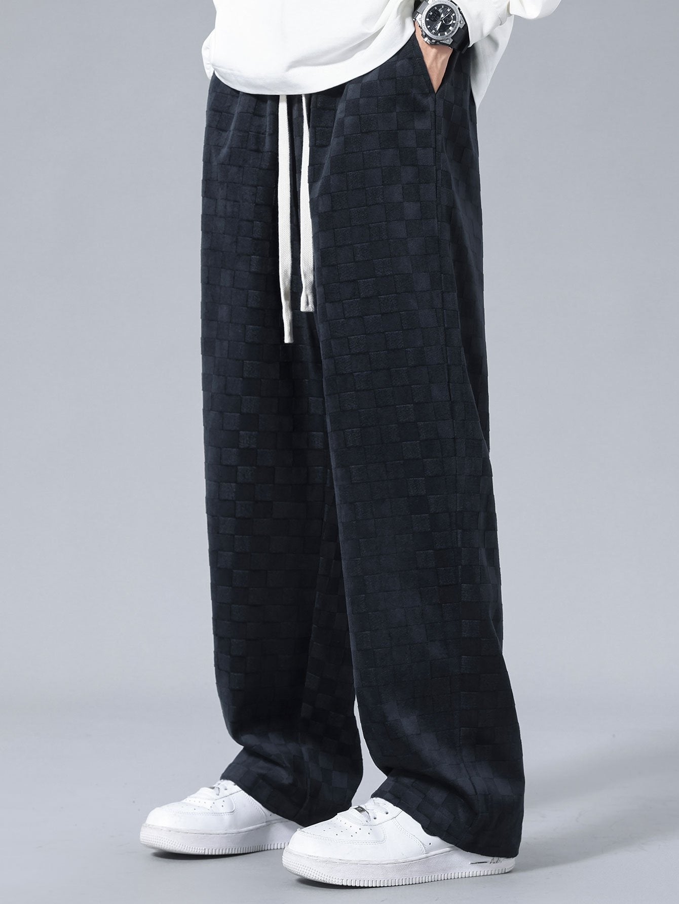 Pantalones Rectos de Cuadros