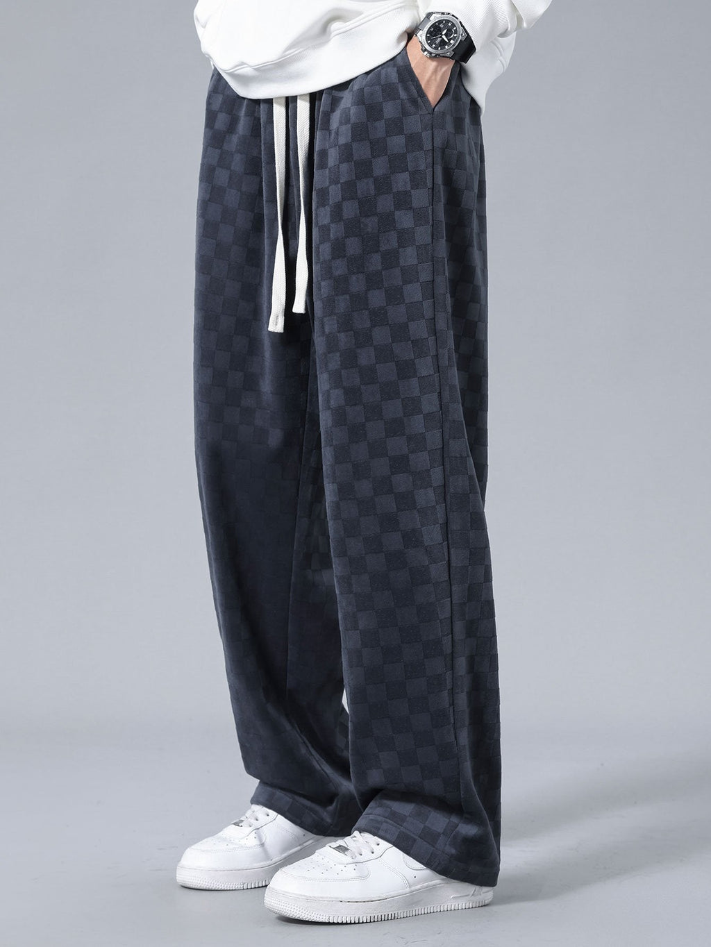 Pantalones Rectos de Cuadros