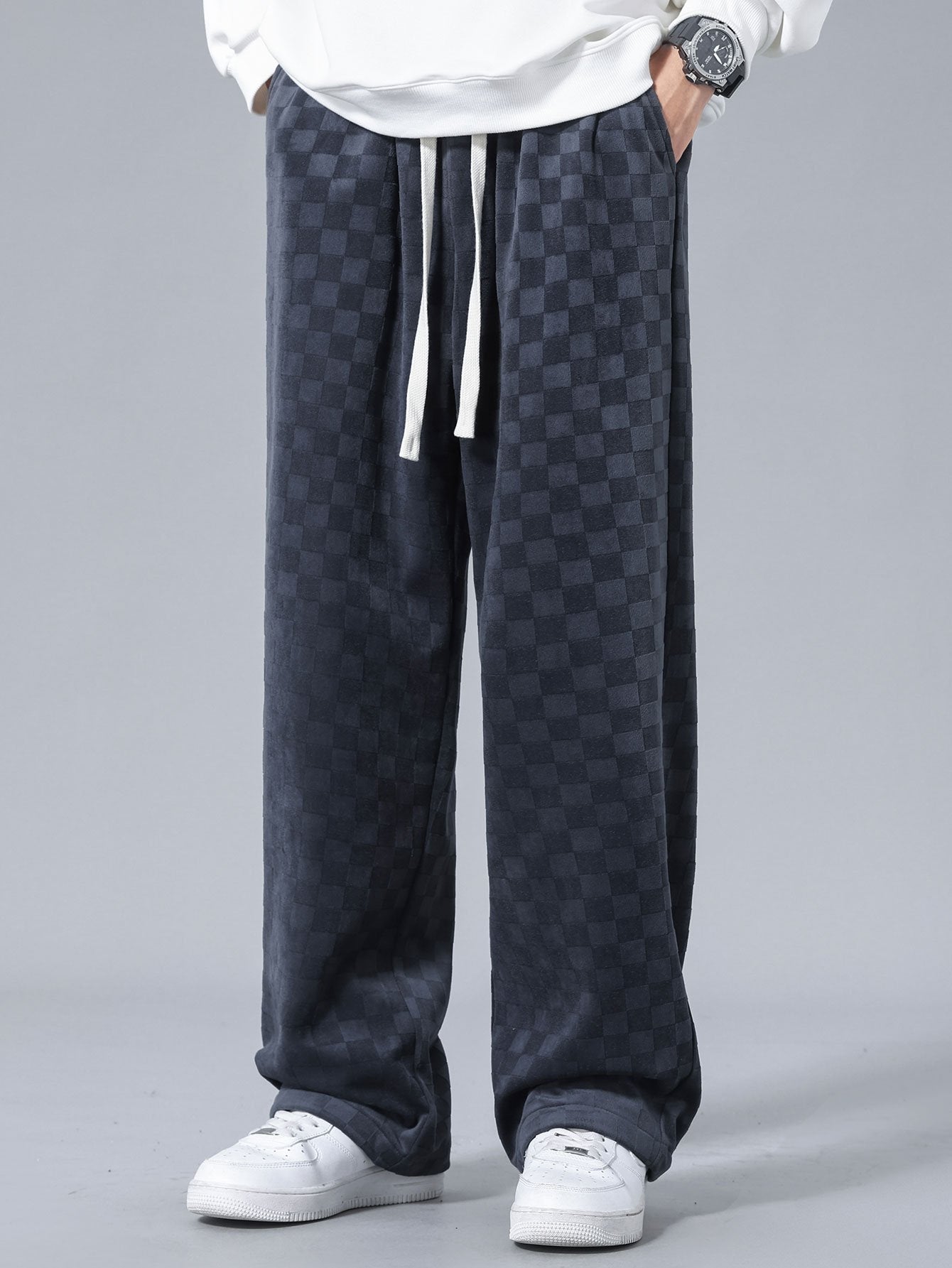 Pantalones Rectos de Cuadros