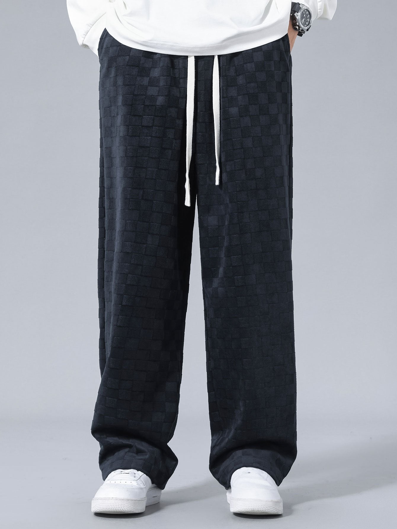 Pantalones Rectos de Cuadros